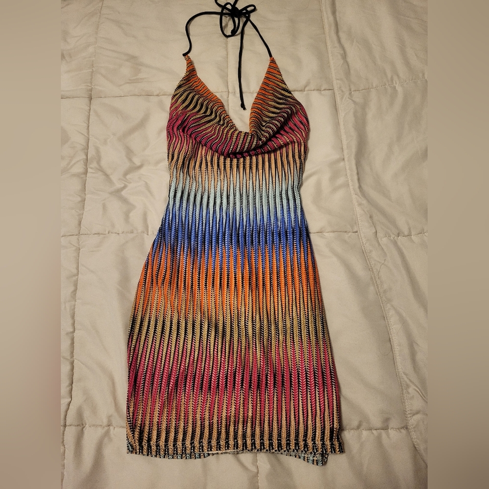 Multicolor Halter Neck Dress